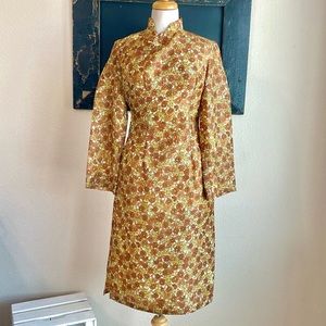 Vintage 1960’s Retro Cheongsam/Kimono Style Dress Floral Print